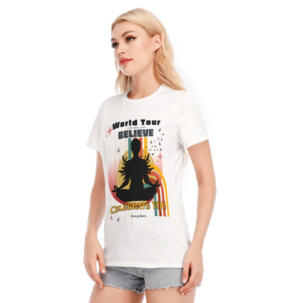 Believe world tour  Women's Round Neck T-Shirt | 190GSM Cotton