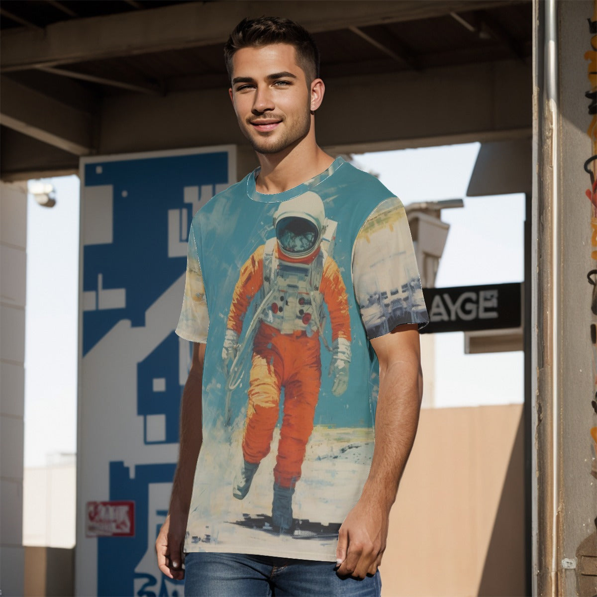 Man on moon Men's O-Neck T-Shirt | 190GSM Cotton