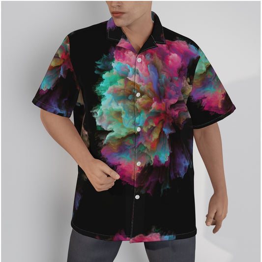 Color blast All-Over Print Hawaiian Shirt With Button Closure