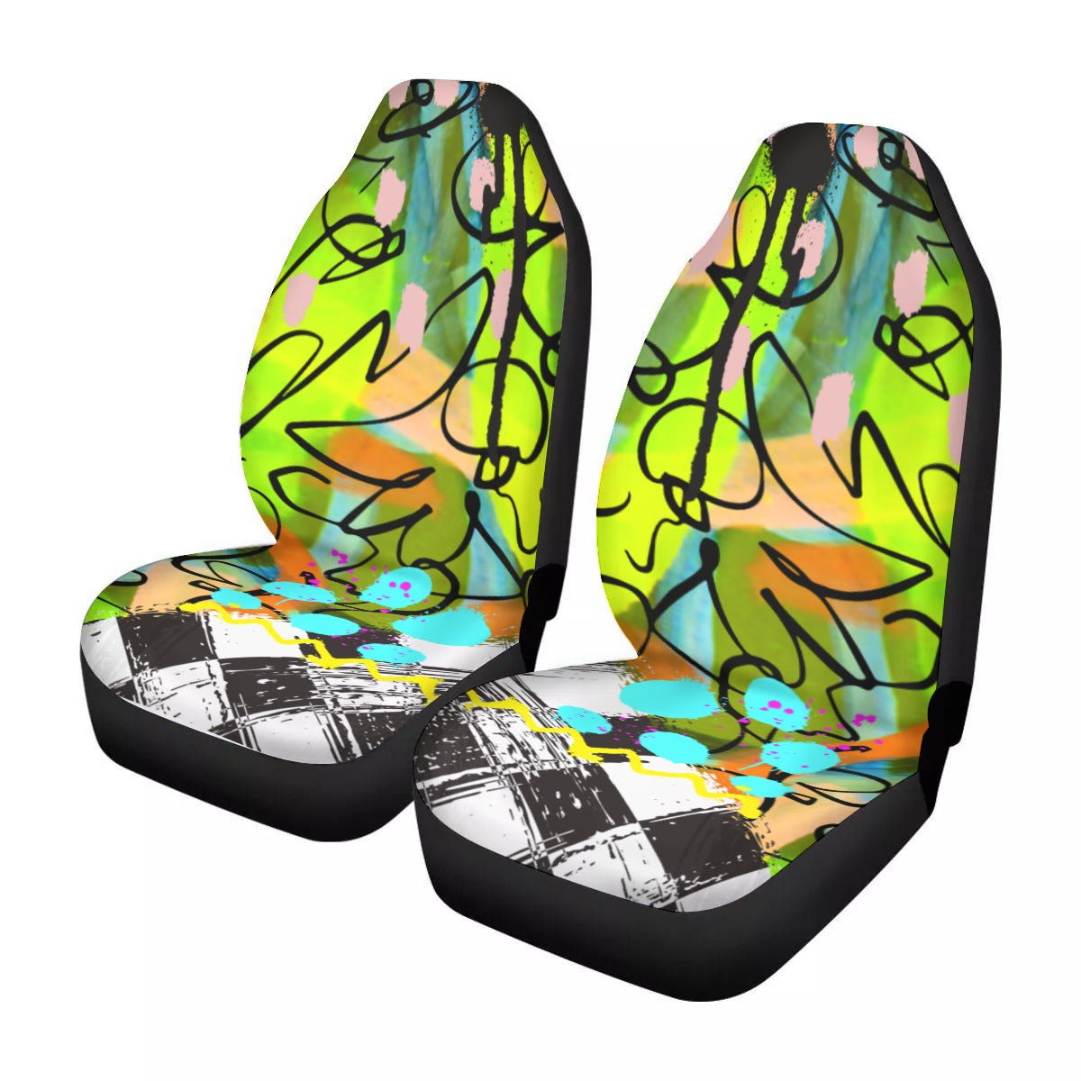 Checker board graffiti Universal Car Seat Cover