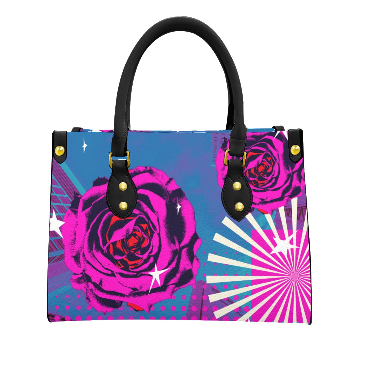 Retro Rose Women's Tote Bag With Black Handle