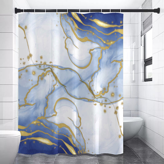 Blue and gold marble Shower Curtain