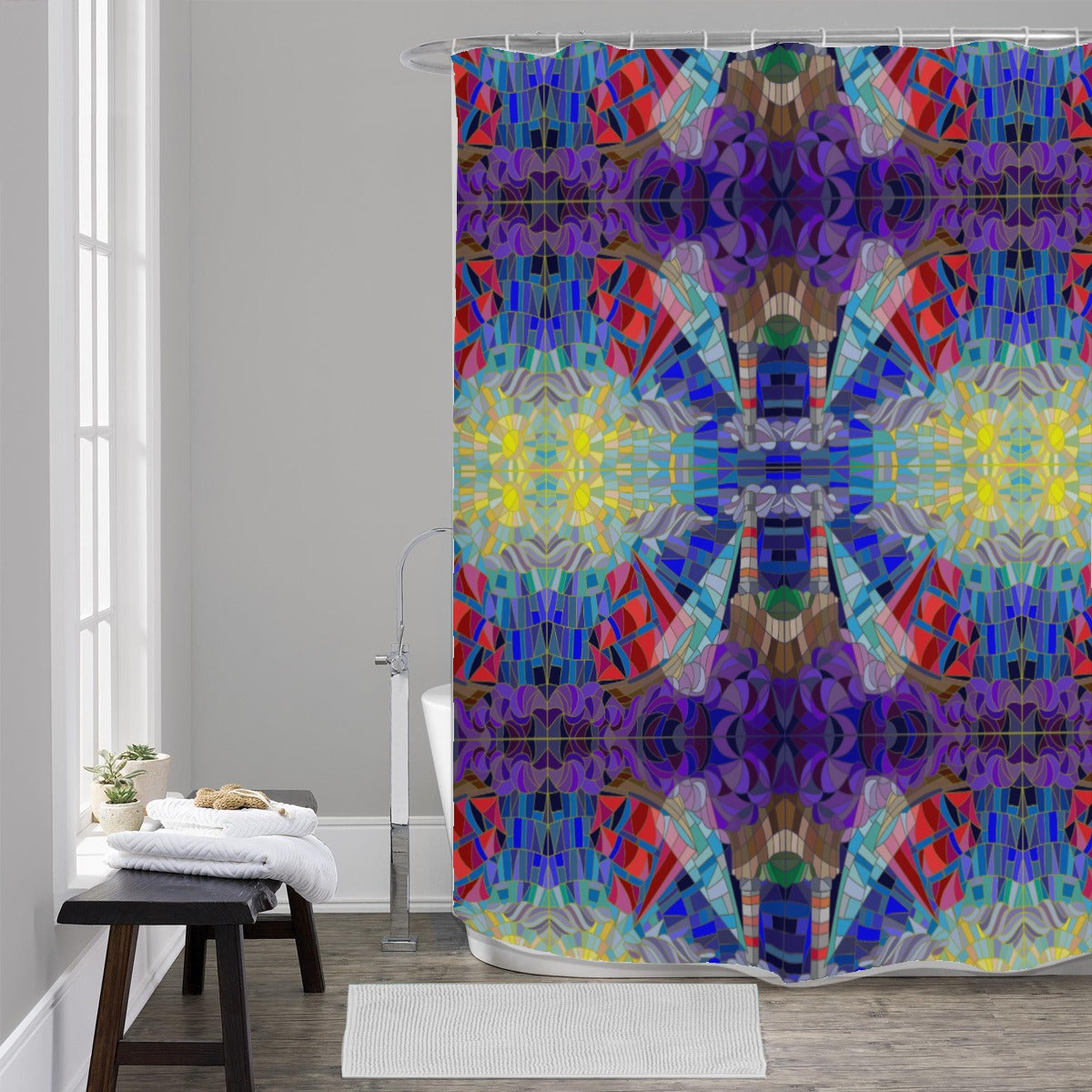 Purple and yellow abstract polyester Shower Curtains 150（gsm）