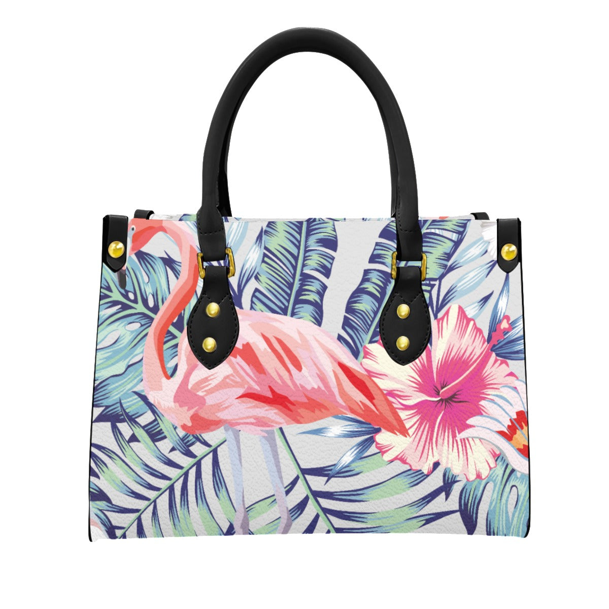 Flamingo Abstract Women's Tote Bag With Black Handle