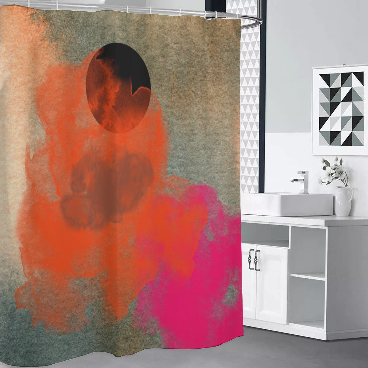 Abstract shadow moon Shower Curtain