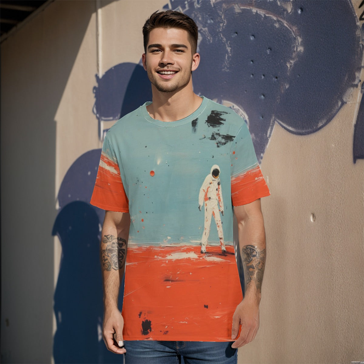 Man on moon Men's O-Neck T-Shirt | 190GSM Cotton