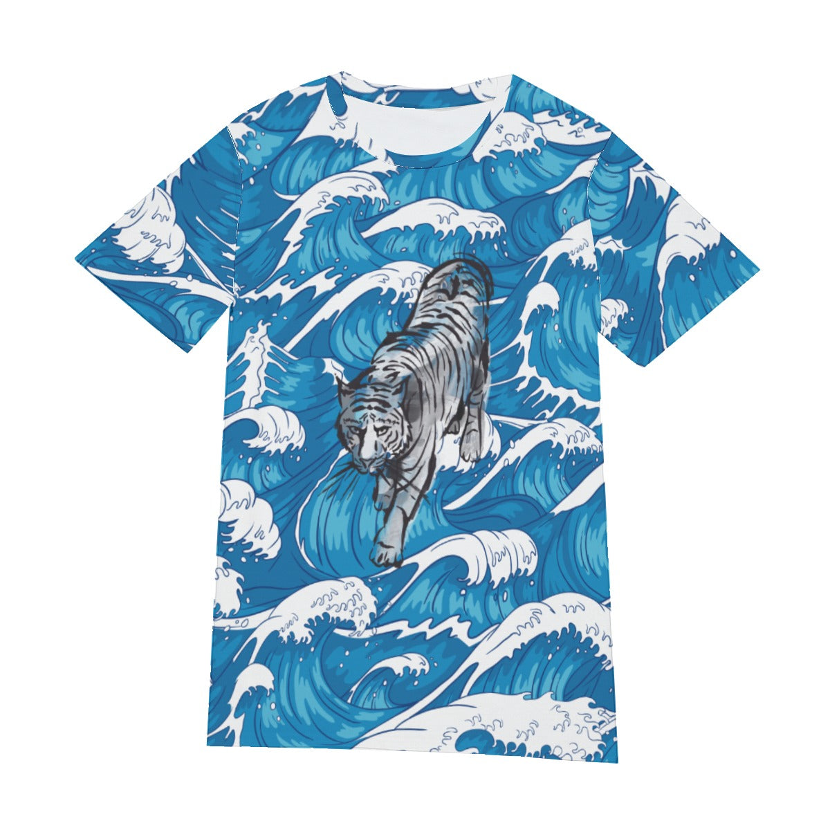 Tiger waves  O-Neck T-Shirt | 190GSM Cotton