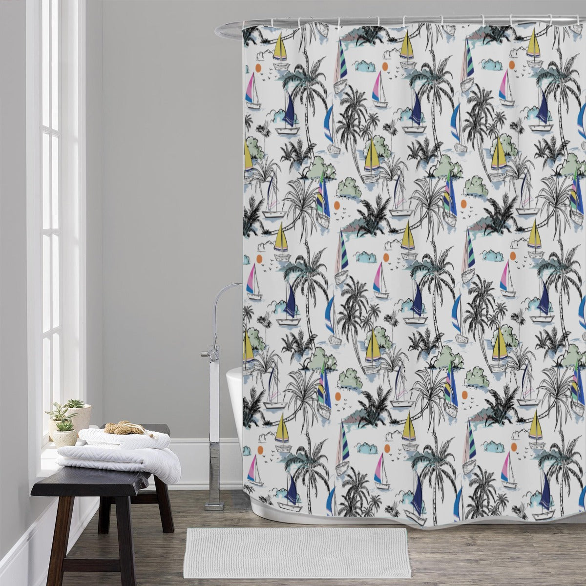 Ocean Nautical polyester Shower Curtains 150（gsm）