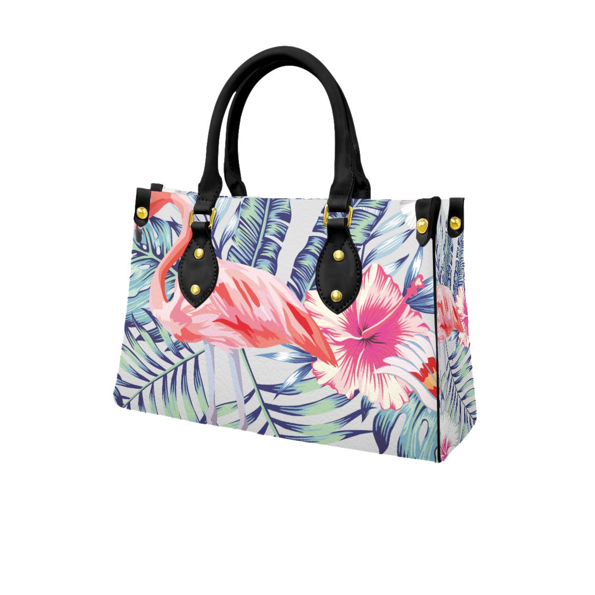 Flamingo Abstract Women's Tote Bag With Black Handle