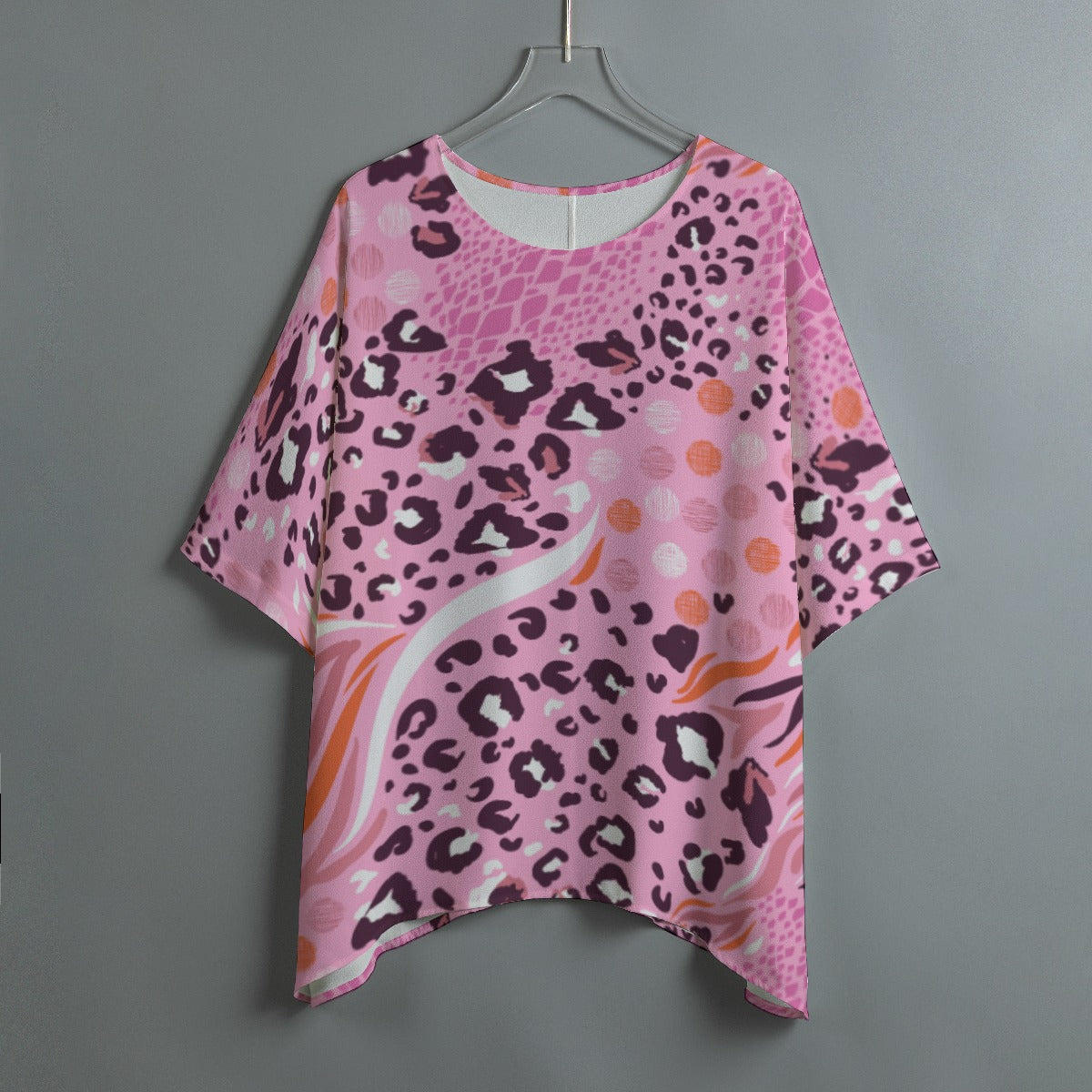 Pink animal Print Women's Bat Sleeve Shirt