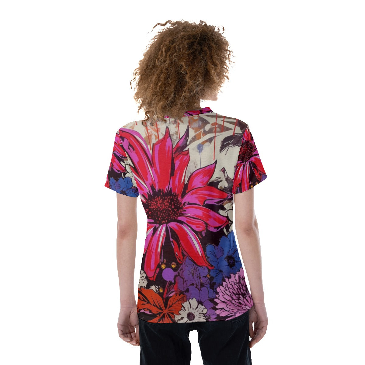 Floral  V-neck Women's T-shirt