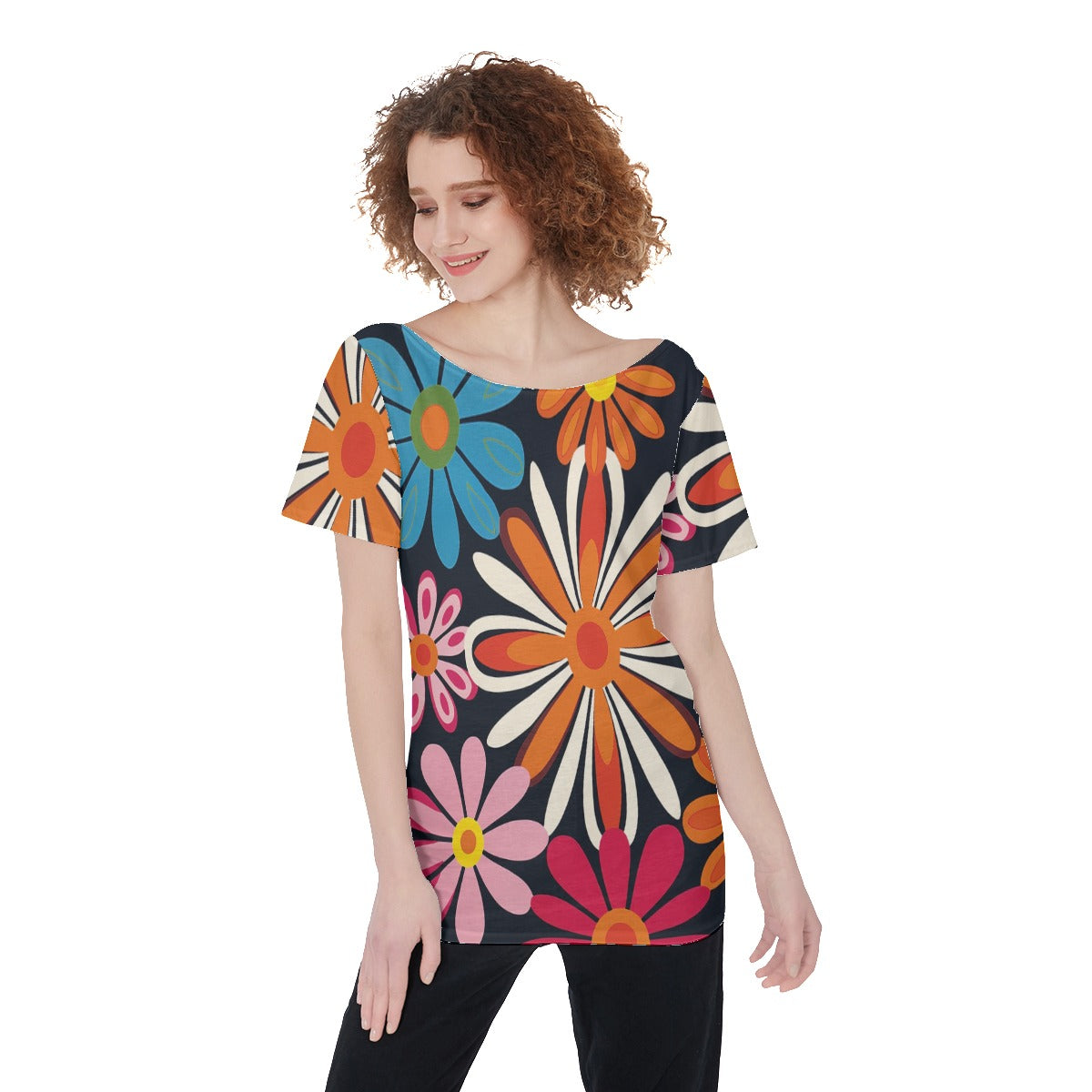 Flower power Women's Large Off-Shoulder T-Shirt