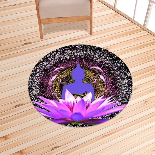 Purple lotus zen Foldable round mat