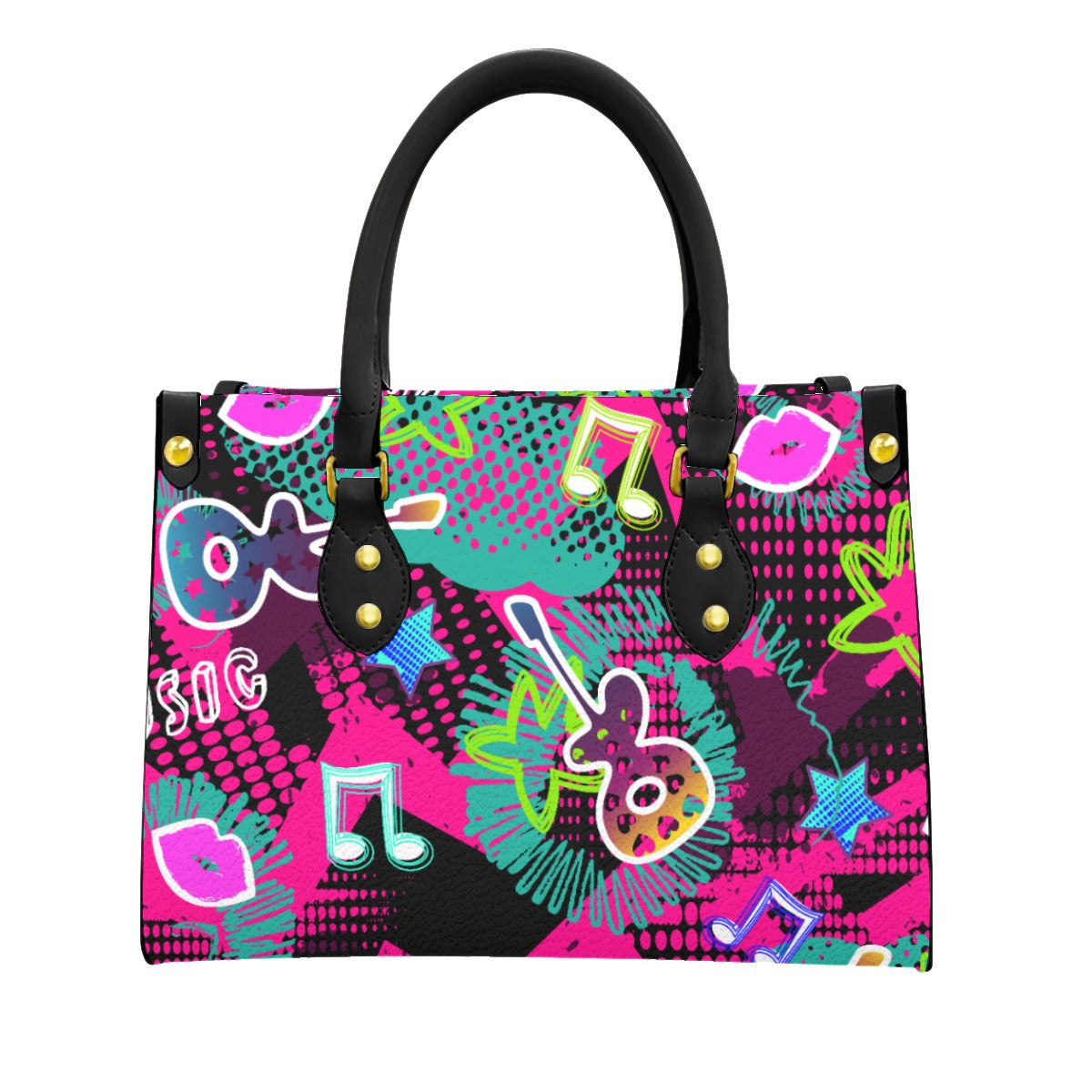 Neon color Women's Tote Bag With Black Handle