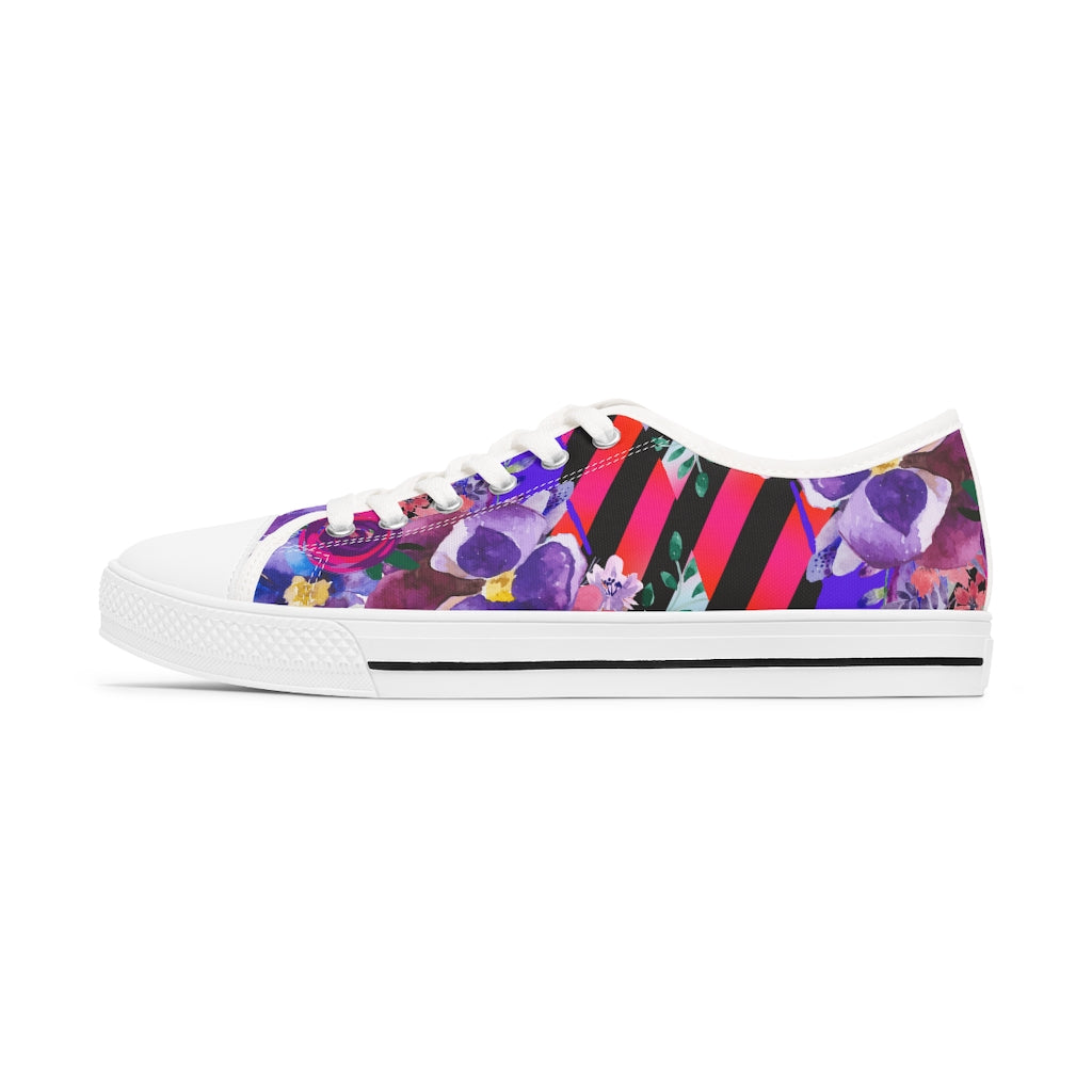 Flowers and stripes Women's Low Top Sneakers