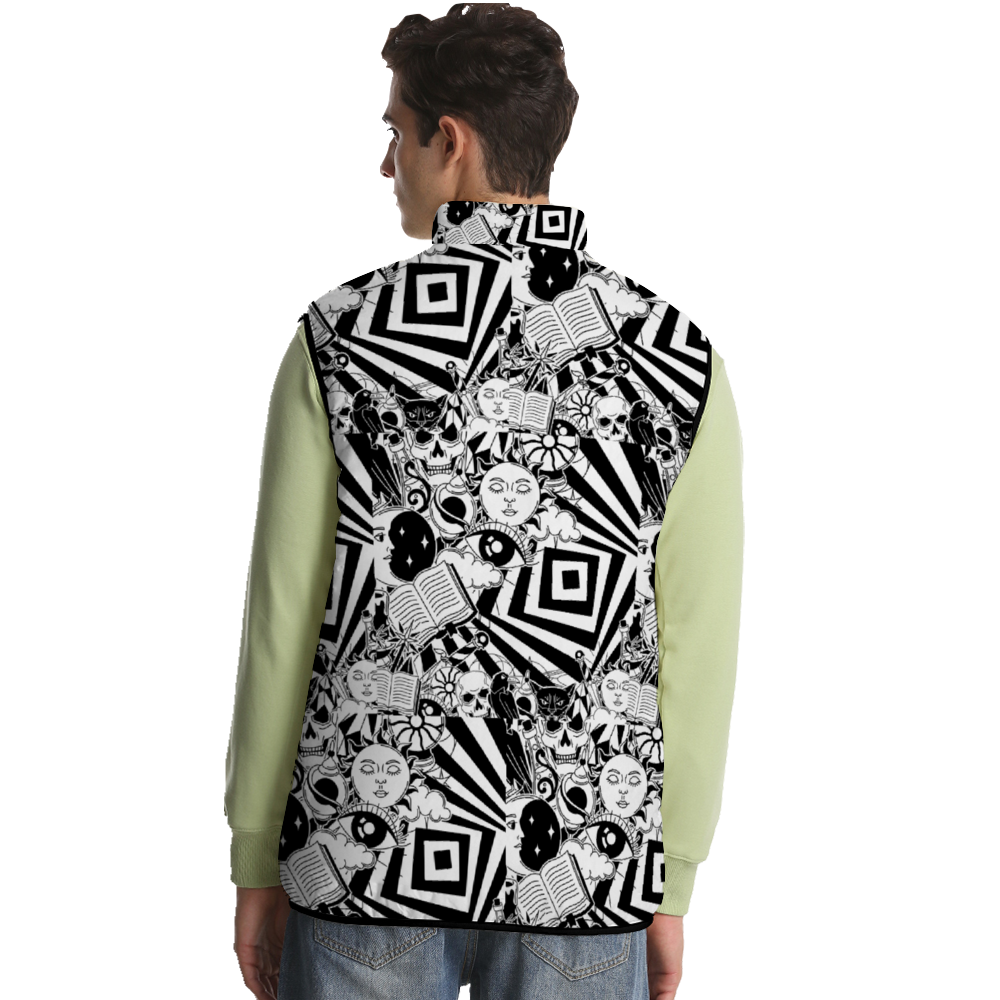 Abstract Unisex Windproof Full-Zip Sleeveless Down Vests