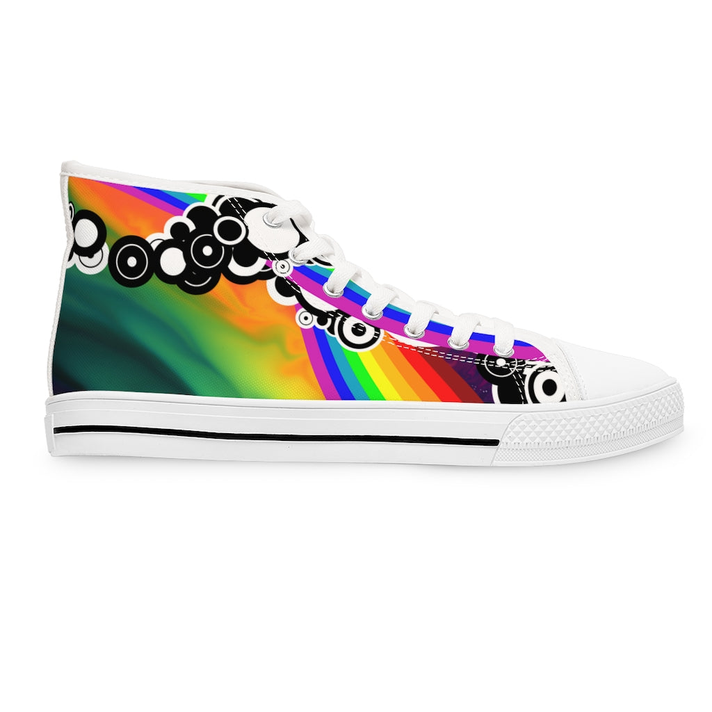 Abstract rainbows Women's High Top Sneakers