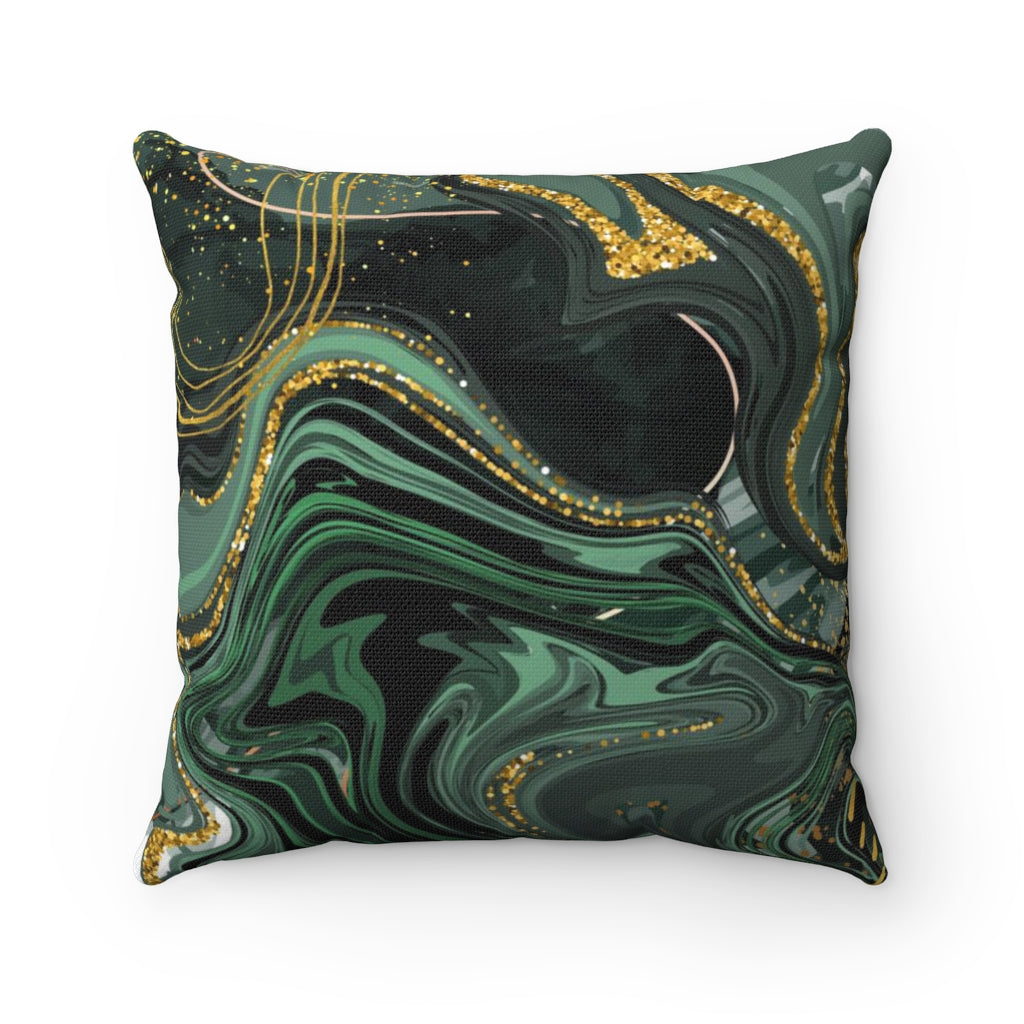 Green and gold Spun Polyester Square Pillow