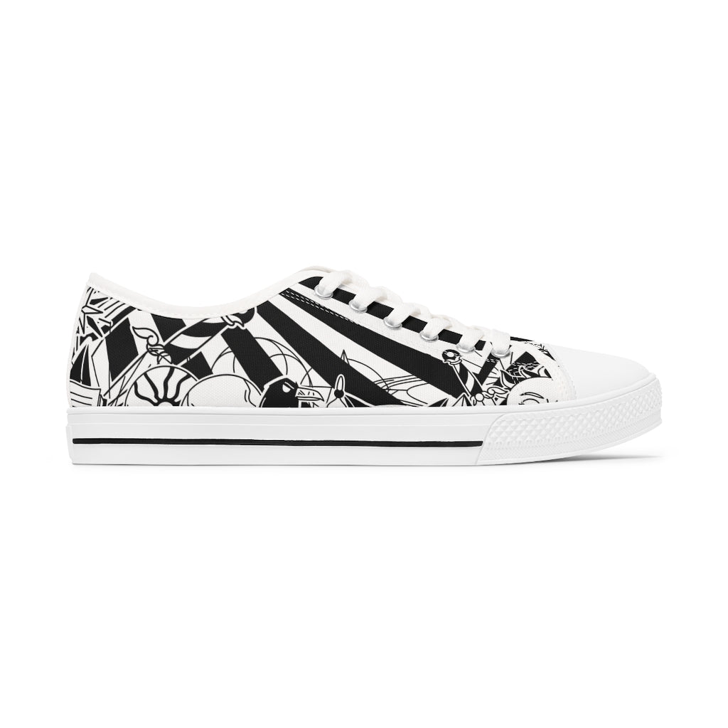 Black and white abstract Women's Low Top Sneakers