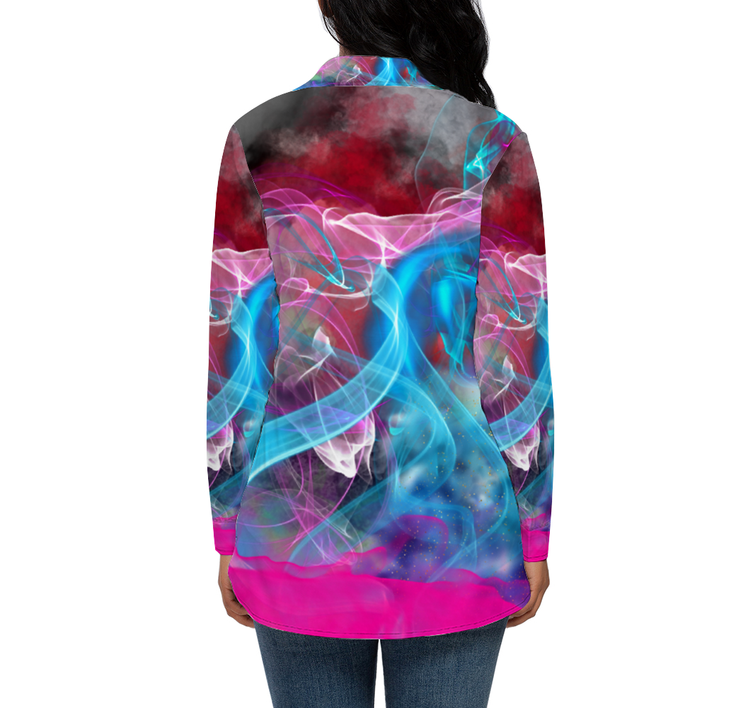 Colored flames Custom All Over Print Women's Long Sleeves Shirt