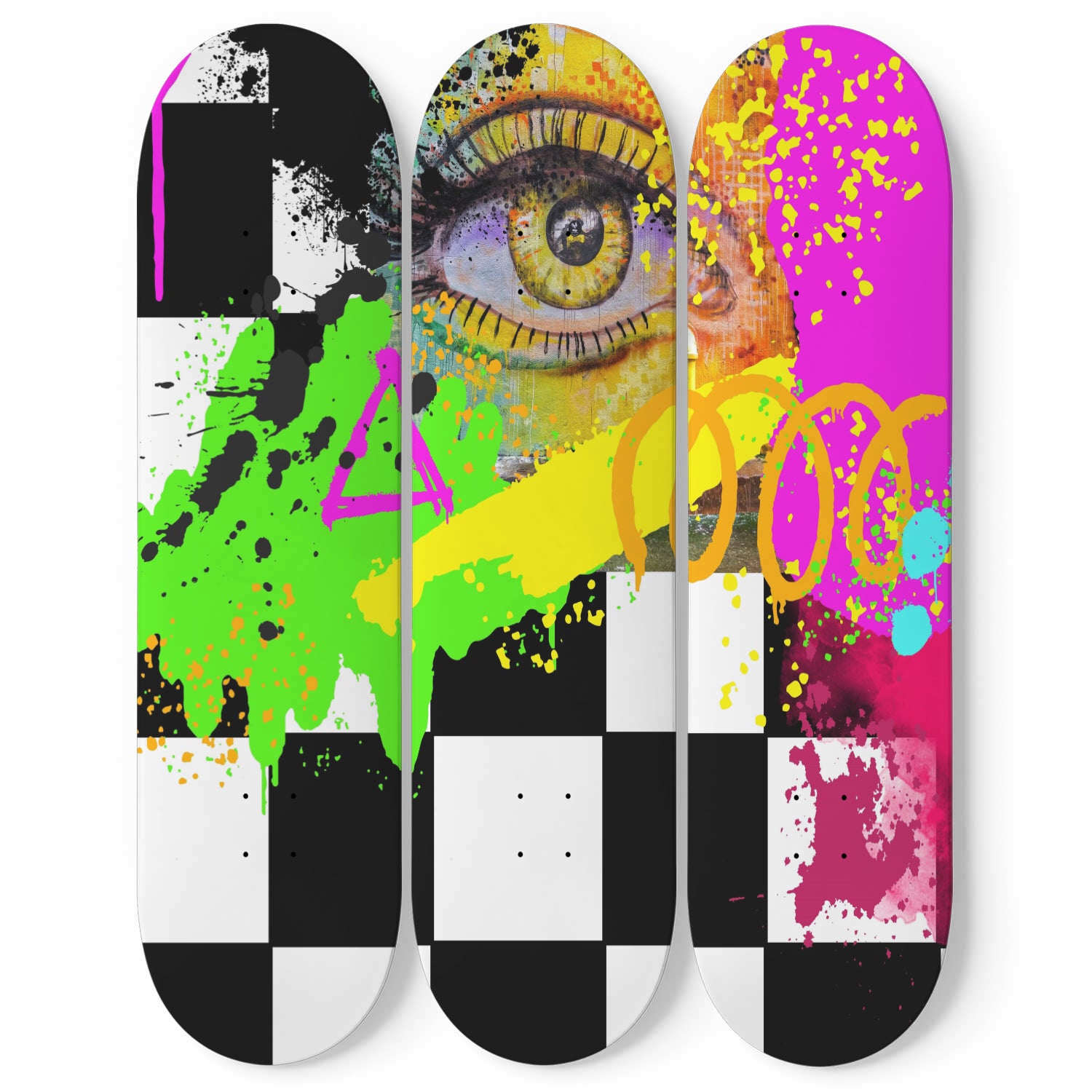 Graffiti eye 3 piece skateboard art set