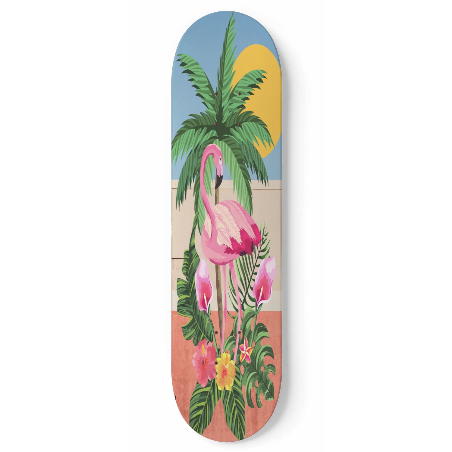 Tropical flamingo street  skateboard art