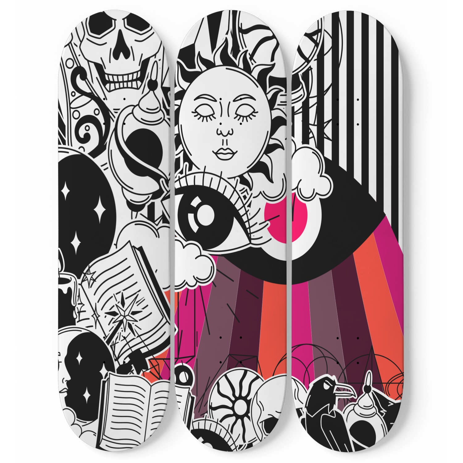 Abstract journey 3 piece skateboard art set