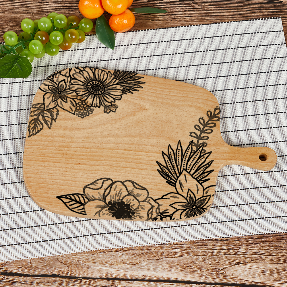 Floral Custom Cutting Boards for Kitchen Wood Chopping Board 13" x 8"