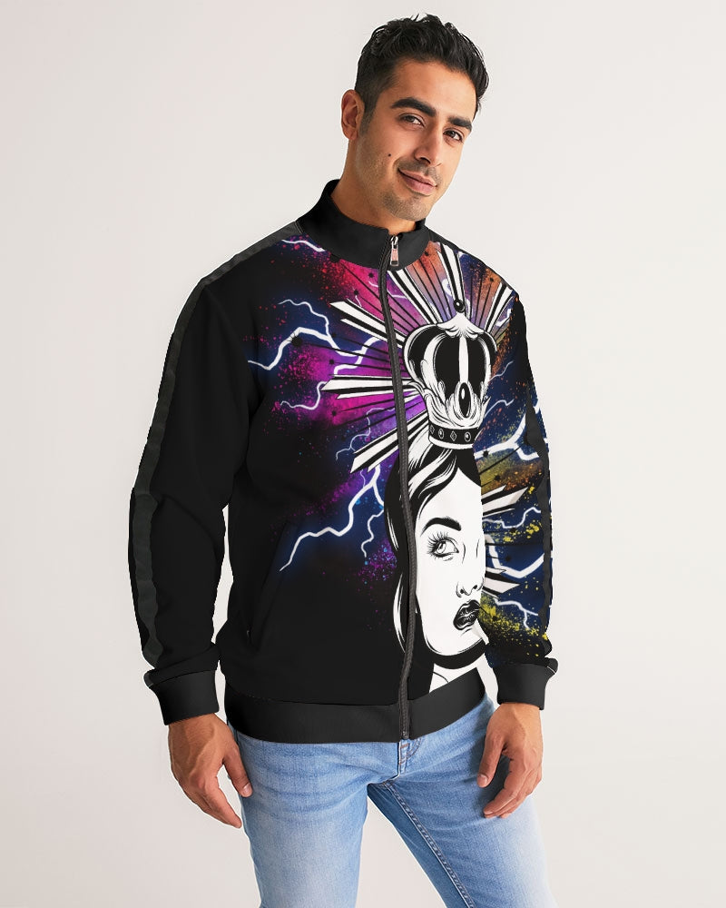 Queen of dreams Men's Stripe-Sleeve Track Jacket