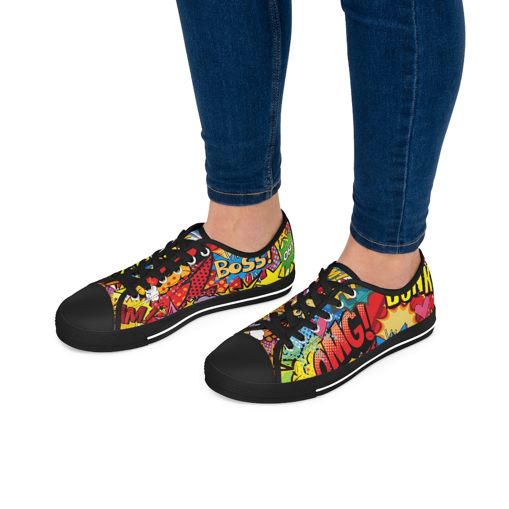 Comic book style Women's Low Top Sneakers