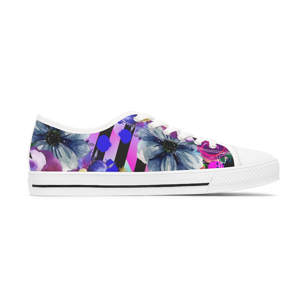 Flowers and stripes Women's Low Top Sneakers