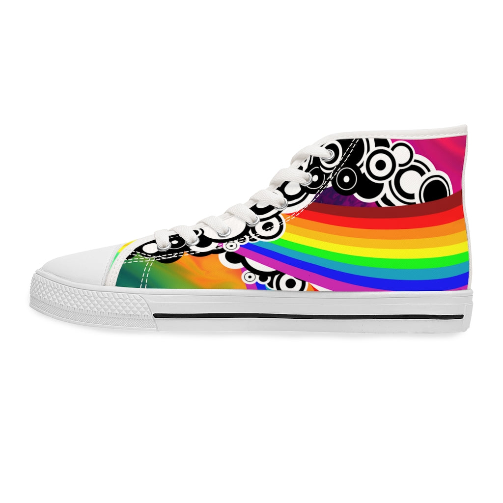 Abstract rainbows Women's High Top Sneakers