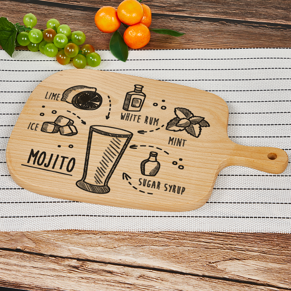 Mojito Recipe Custom Cutting Boards for Kitchen Wood Chopping Board 13" x 8"