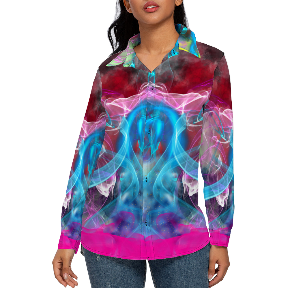 Colored flames Custom All Over Print Women's Long Sleeves Shirt