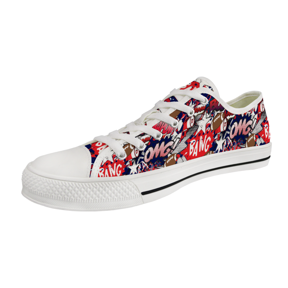 Red and Blue Comic Canvas Shoes Low Top Sneakers