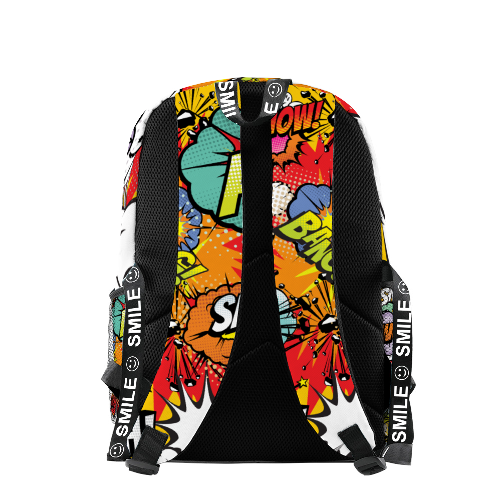 Comic book style 12" x 17" x 7" Backpack with Straps