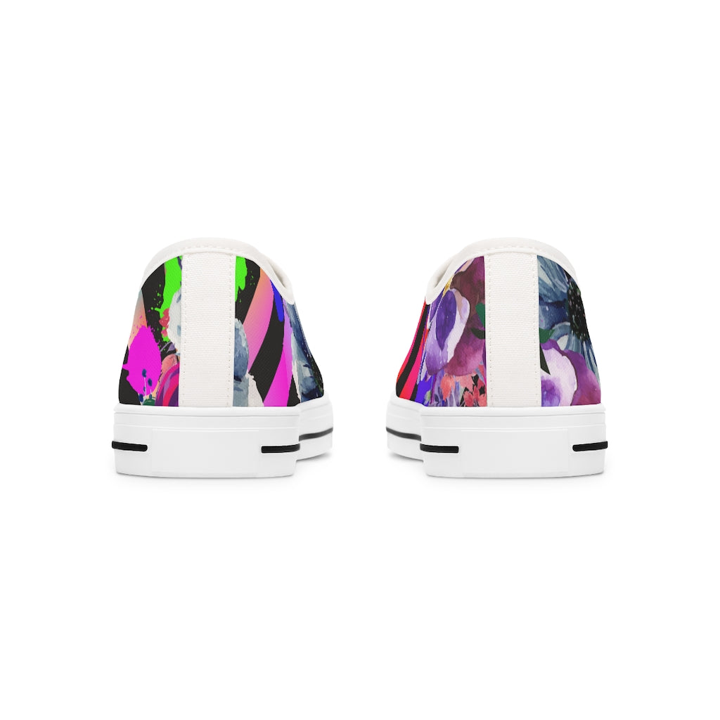 Flowers and stripes Women's Low Top Sneakers