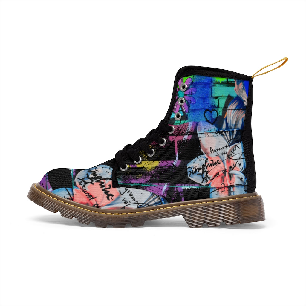 Graffiti Flower Women's Canvas Boots