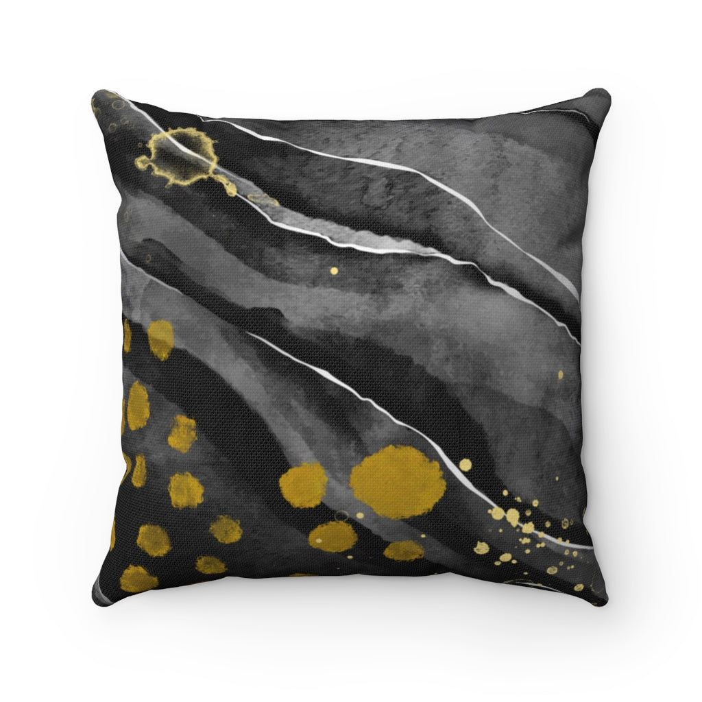 Black and gold Spun Polyester Square Pillow