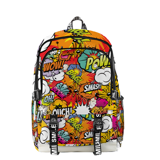 Comic book style 12" x 17" x 7" Backpack with Straps