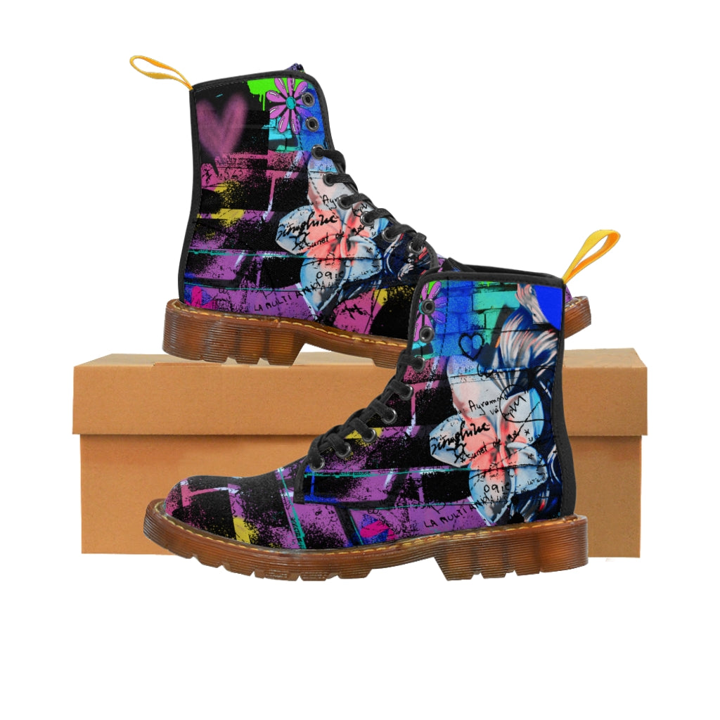 Graffiti Flower Women's Canvas Boots