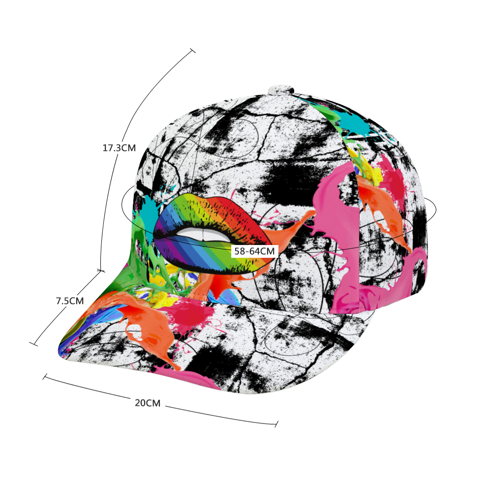 Abstract color lips All Over Print Unisex Adjustable Curved Bill Baseball Hat