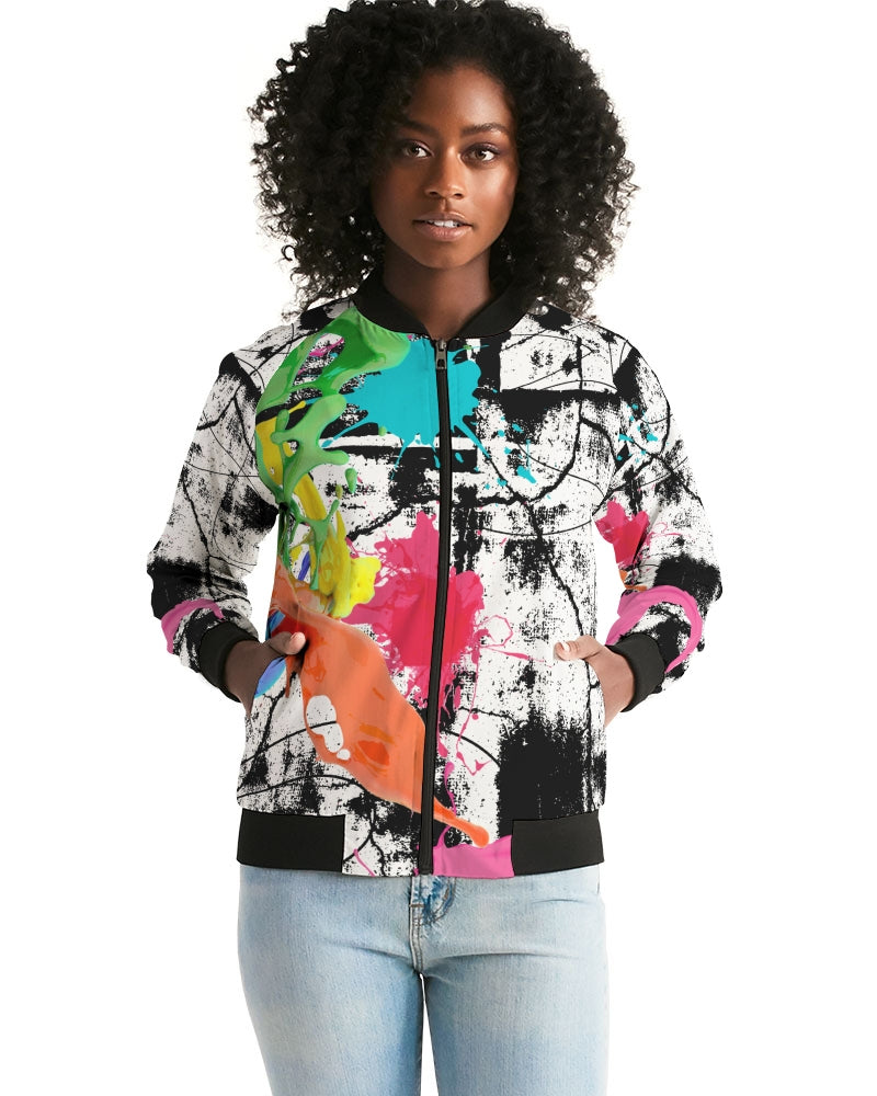 Color splash Abstract Women's Bomber Jacket