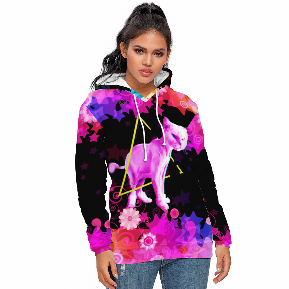 Colorful Cat Unisex All Over Print Terrycloth Hoodie with Pockets