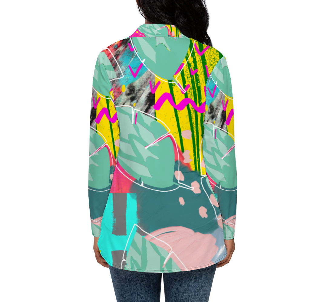 Abstract botanical Custom All Over Print Women's Long Sleeves Shirt