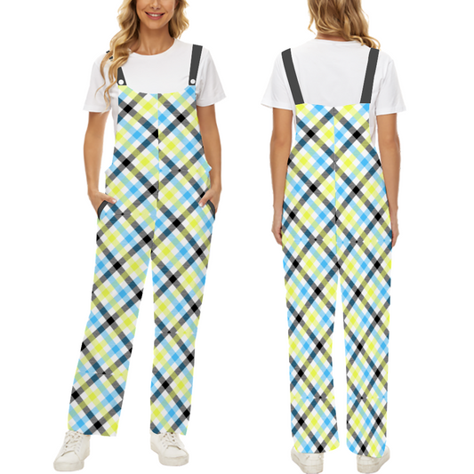 Plaid goodness Women's Casual Denim Jumpsuit Suspender Baggy Loose Overalls