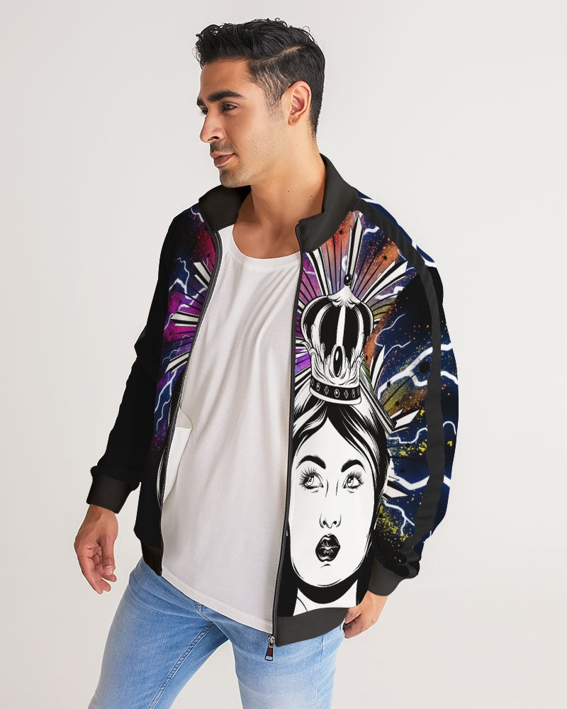 Queen of dreams Men's Stripe-Sleeve Track Jacket