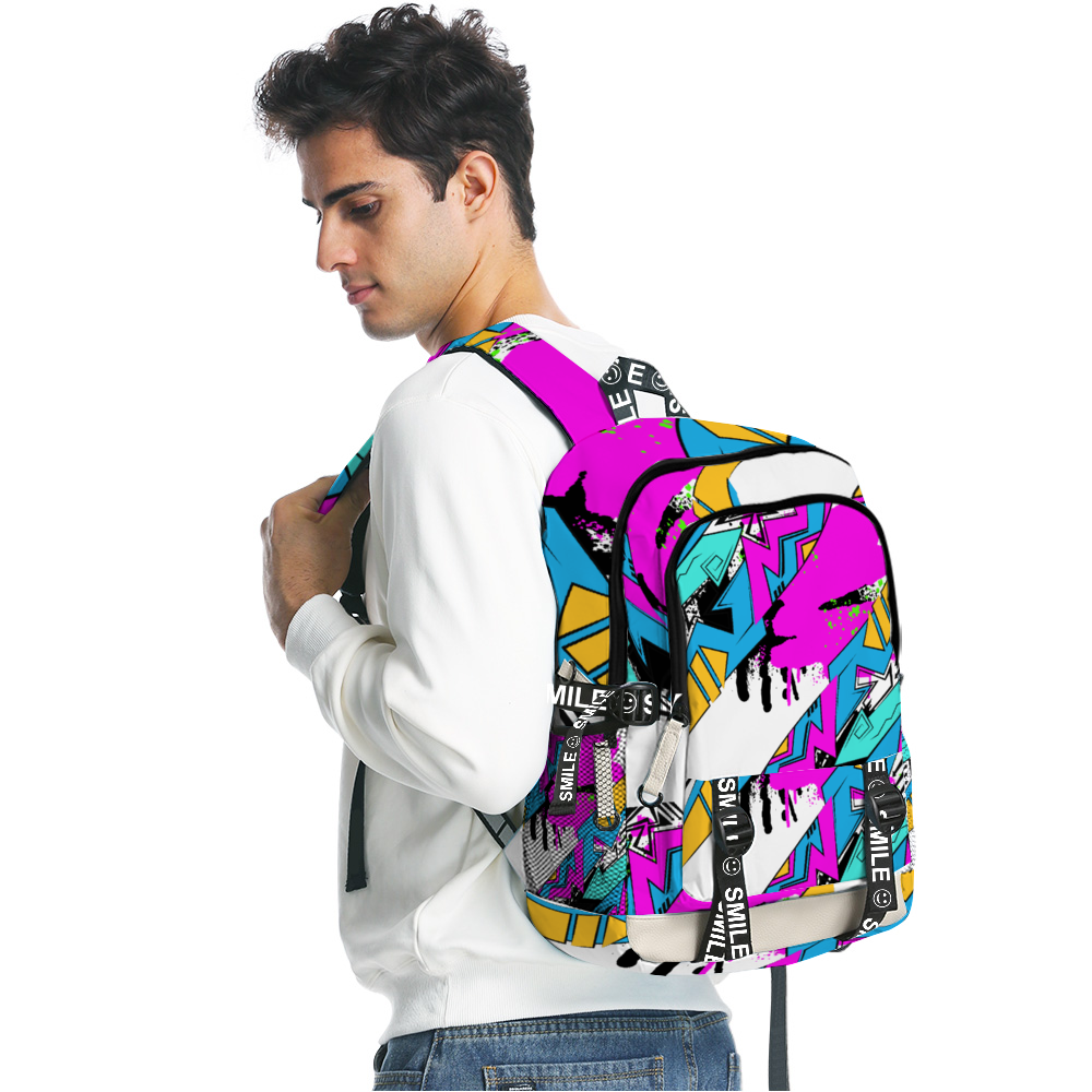 Graffiti style 12" x 17" x 7" Backpack with Straps