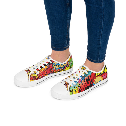 Comic book style Women's Low Top Sneakers