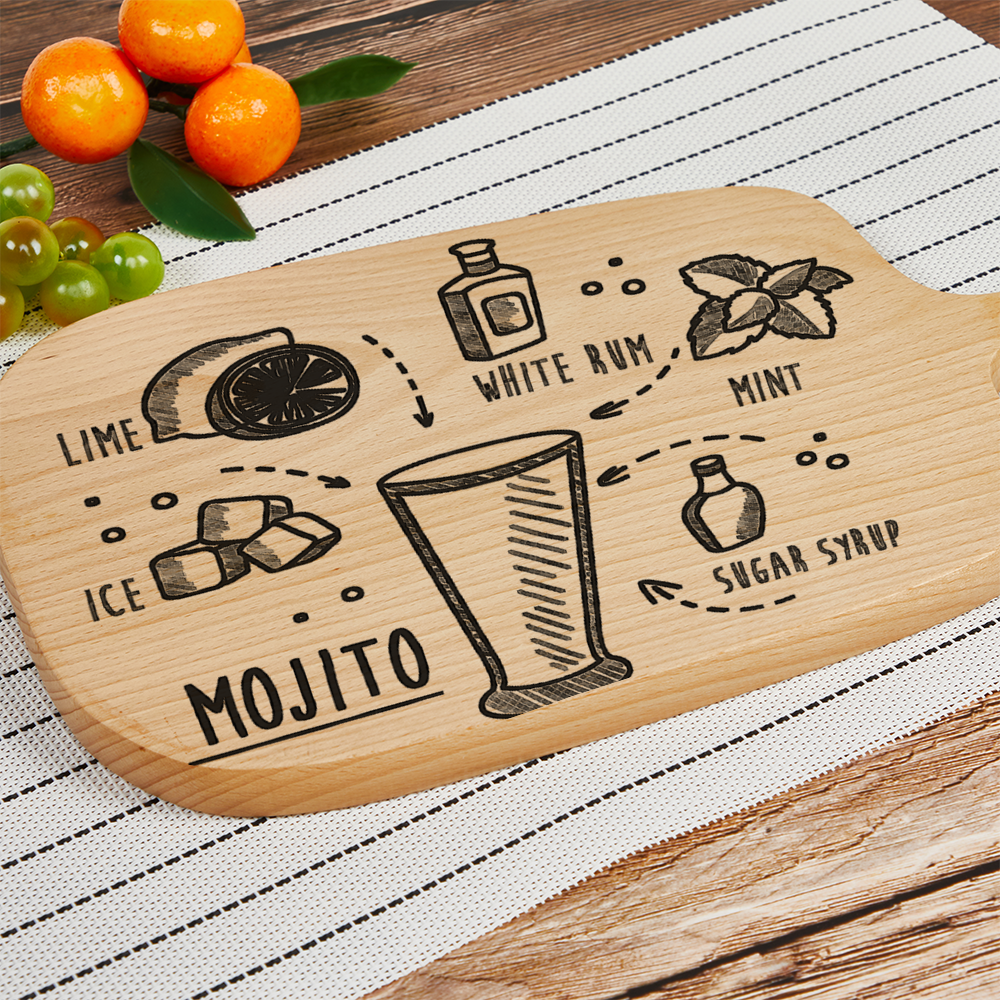 Mojito Recipe Custom Cutting Boards for Kitchen Wood Chopping Board 13" x 8"